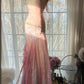 Special Mermaid Spaghetti Straps Chiffon Printed Beads Long Prom Dresses Formal Dress C4437
