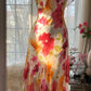 Robe de bal longue sexy sirène à bretelles spaghetti en mousseline de soie, imprimé fleurs et perles, C4439