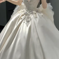 Timeless Ball Gown Strapless Satin Sequin Beads With Veil Long Wedding Dresses C4443