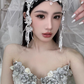Timeless Ball Gown Strapless Satin Sequin Beads With Veil Long Wedding Dresses C4443