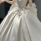 Timeless Ball Gown Strapless Satin Sequin Beads With Veil Long Wedding Dresses C4443