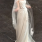 Timeless A Line One Shoulder Strap Satin Tulle Applique With Veil Long Wedding Dresses C4444