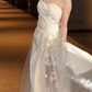 Timeless A Line One Shoulder Strap Satin Tulle Applique With Veil Long Wedding Dresses C4444