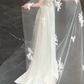 Timeless A Line One Shoulder Strap Satin Tulle Applique With Veil Long Wedding Dresses C4444