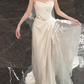Timeless A Line One Shoulder Strap Satin Tulle Applique With Veil Long Wedding Dresses C4444