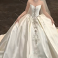 Gorgeous Ball Gown Strapless Satin Sequin Beads With Veil Long Wedding Dresses C4445