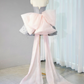 Pretty Gray Ball Gown Strapless Satin Sequin Back With Bow Short Homecoming Dress 16th Birthday Outfits C4450