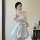 Cute White A Line Square Satin Short Homecoming Dress 18th Birthday Outfits C4458