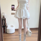 Cute White A Line Square Satin Short Homecoming Dress 18th Birthday Outfits C4458
