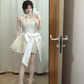 Pretty A Line Sapghetti Straps Lace With Bow Short Homecoming Dress 18th Birthday Outfits C4459