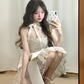 Pretty A Line Sapghetti Straps Lace With Bow Short Homecoming Dress 18th Birthday Outfits C4459