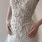Superbe robe de mariée sirène bustier en tulle et dentelle avec voile C4469