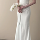 Robe de mariée longue plissée en satin à une épaule et style sirène élégante C4470