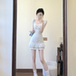 White Pretty A Line U Neck Satin Short Homecoming Dress 16th Birthday Outfits C4476