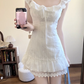 White Pretty A Line U Neck Satin Short Homecoming Dress 16th Birthday Outfits C4476