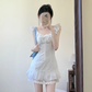 White Pretty A Line U Neck Satin Short Homecoming Dress 16th Birthday Outfits C4476