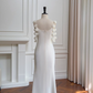Robe de mariée longue en satin à bretelles spaghetti et style sirène élégante C4477