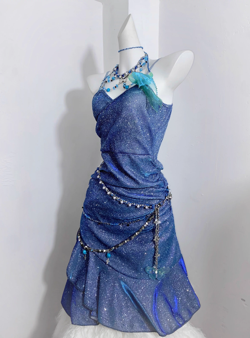 Shiny Mermaid Spaghetti Straps Satin Sequin Short Homecoming Dress 17th Birthday Outfits C4499