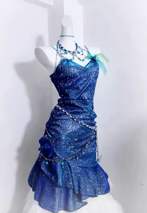 Shiny Mermaid Spaghetti Straps Satin Sequin Short Homecoming Dress 17th Birthday Outfits C4499