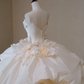Timeless Ball Gown Strapless Satin Tulle Long Wedding Dresses C4509