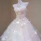 Fairy Ball Gown Strapless Tulle Applique Long Wedding Dresses C4510