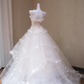 Fairy Ball Gown Strapless Tulle Applique Long Wedding Dresses C4510