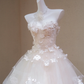 Fairy Ball Gown Strapless Tulle Applique Long Wedding Dresses C4510