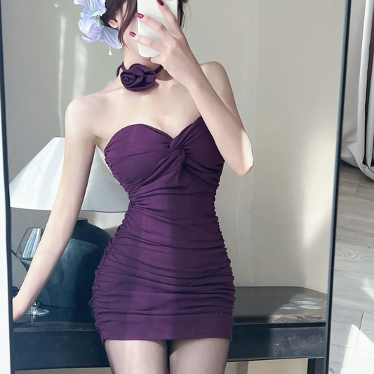 Sexy Mermaid Sweetheart Purple Satin Short Homecoming Dress 16th Birthday Outfits C4519