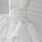 Dreamy Ball Gown Strapless Tulle Sequin Applique Long Wedding Dresses C4533