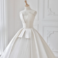 Classy Ball Gown Strapless Satin Tulle Long Wedding Dresses C4535
