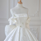 Timeless Ball Gown Off The Shoulder Satin Applique Long Wedding Dresses C4537