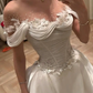 Gorgeous Ball Gown Off The Shoulder Satin Beads Flowers Long Wedding Dresses C4542