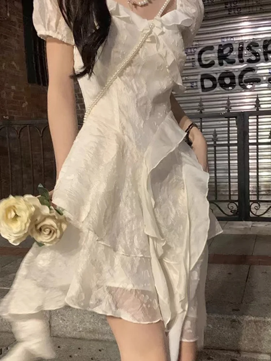 Sweet 17th A Line Satin Ruffles With Short Sleeves Short Homecoming Dress Birthday Outfits C4544
