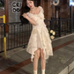 Sweet 17th A Line Satin Ruffles With Short Sleeves Short Homecoming Dress Birthday Outfits C4544