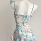 Chic A Line Spaghetti Straps Chiffon Printed Short Homecoming Dress 19th Birthday Outfits C4548