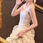 Robe de mariée longue en satin, style robe de bal chic, sans bretelles, C4552