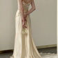 Robe de mariée longue plissée en satin, simple et élégante, style sirène, sans bretelles, C4553