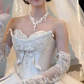 Robe de mariée longue bustier en satin avec appliques et manches en voile, style bal intemporel, C4554