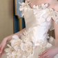 Robe de mariée longue en satin et tulle, style élégant, épaules dénudées, avec appliques, C4560