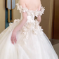 Robe de mariée longue en satin et tulle, style élégant, épaules dénudées, avec appliques, C4560