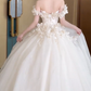 Robe de mariée longue en satin et tulle, style élégant, épaules dénudées, avec appliques, C4560