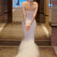 Superbe robe de mariée sirène bustier en satin et tulle, longue et en dentelle, C4563
