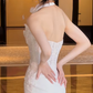 Superbe robe de mariée sirène bustier en satin et tulle, longue et en dentelle, C4563