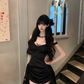 Black 18th A Line Off The Shoulder Satin Short Homecoming Dress Birthday Outfits C4568