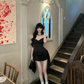 Black 18th A Line Off The Shoulder Satin Short Homecoming Dress Birthday Outfits C4568