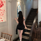 Black 18th A Line Off The Shoulder Satin Short Homecoming Dress Birthday Outfits C4568