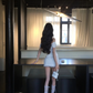 Chic 20th White Mermaid Off The Shoulder Satin Short Homecoming Dress Birthday Outfits C4569