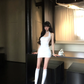 Charming 21th Mermaid Halter White Chiffon Short Homecoming Dress Birthday Outfits C4580