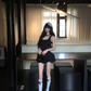 Simple 19th A Line U Neck Black Satin Short Homecoming Dress Birthday Outfits C4581