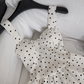 Pretty 17th A Line Sweetheart Satin Polka Dots Beads Short Homecoming Dress Birthday Outfits C4587